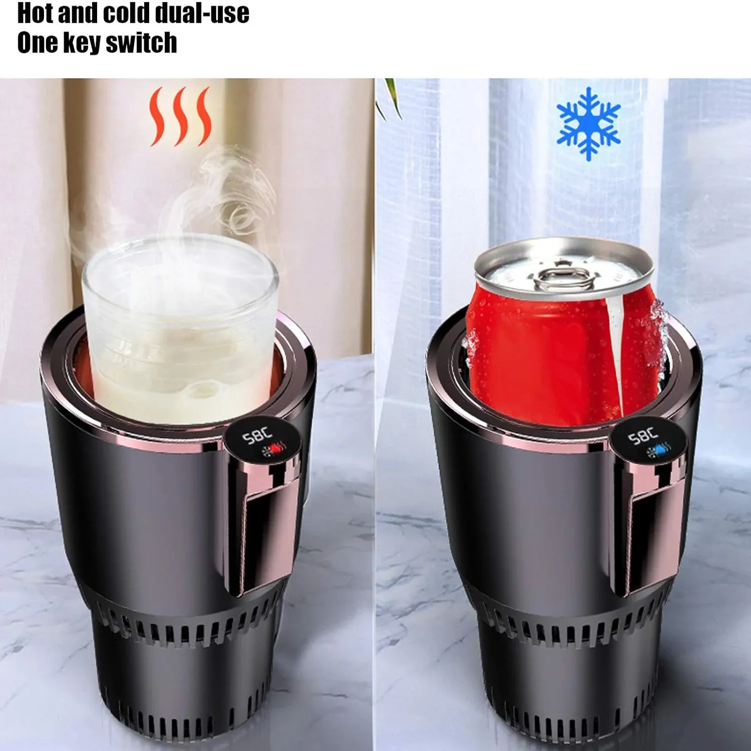 2 in 1 Cooling Heating Mug Holder with LCD Digital Temp Display DC12V