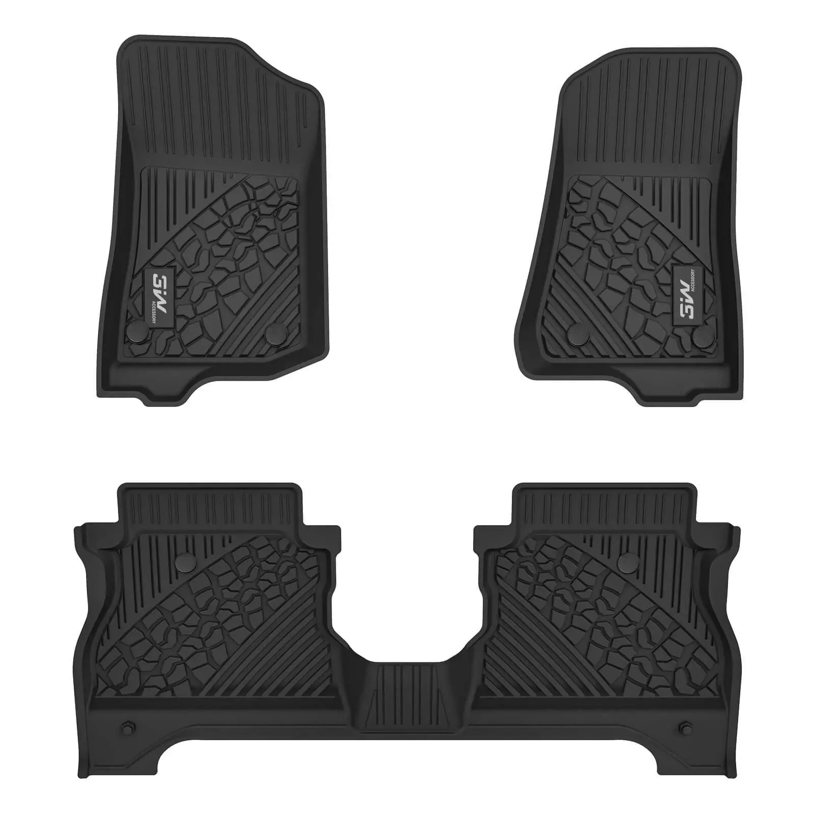 3W Jeep Gladiator 2020-2024 JT Custom Floor Mats TPE Material & All-Weather Protection