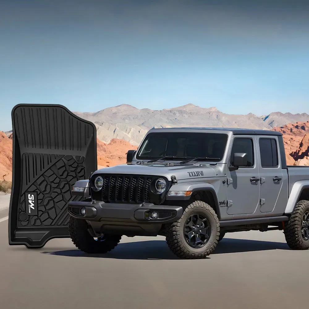 3W Jeep Gladiator 2020-2024 JT Custom Floor Mats TPE Material & All-Weather Protection