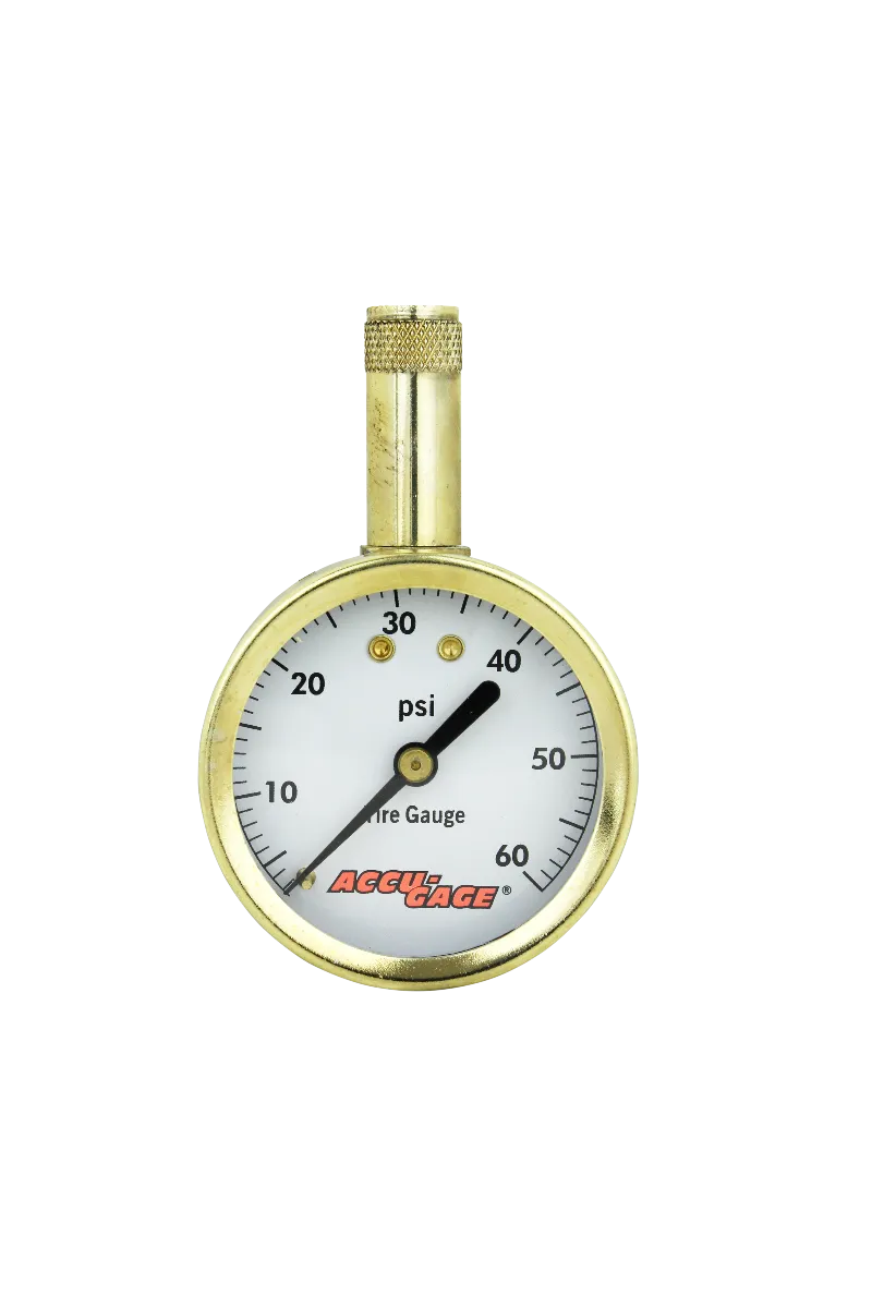 ACCU-GAGE® by Milton® Dial Tire Pressure Gauge with Straight Air Chuck - ANSI Certified for Motorcycle/Car/Truck Tires 0-60 PSI