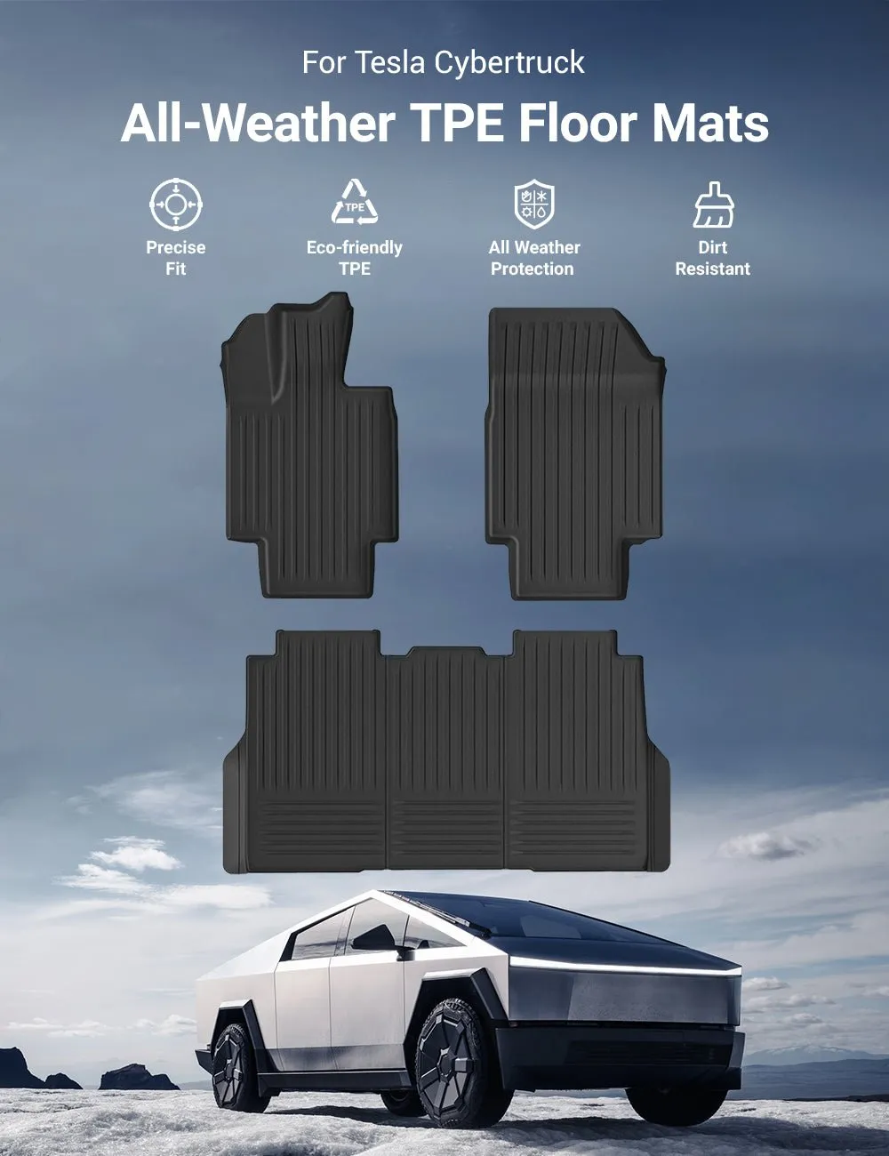 All Weather TPE Floor Mats for Cybertruck