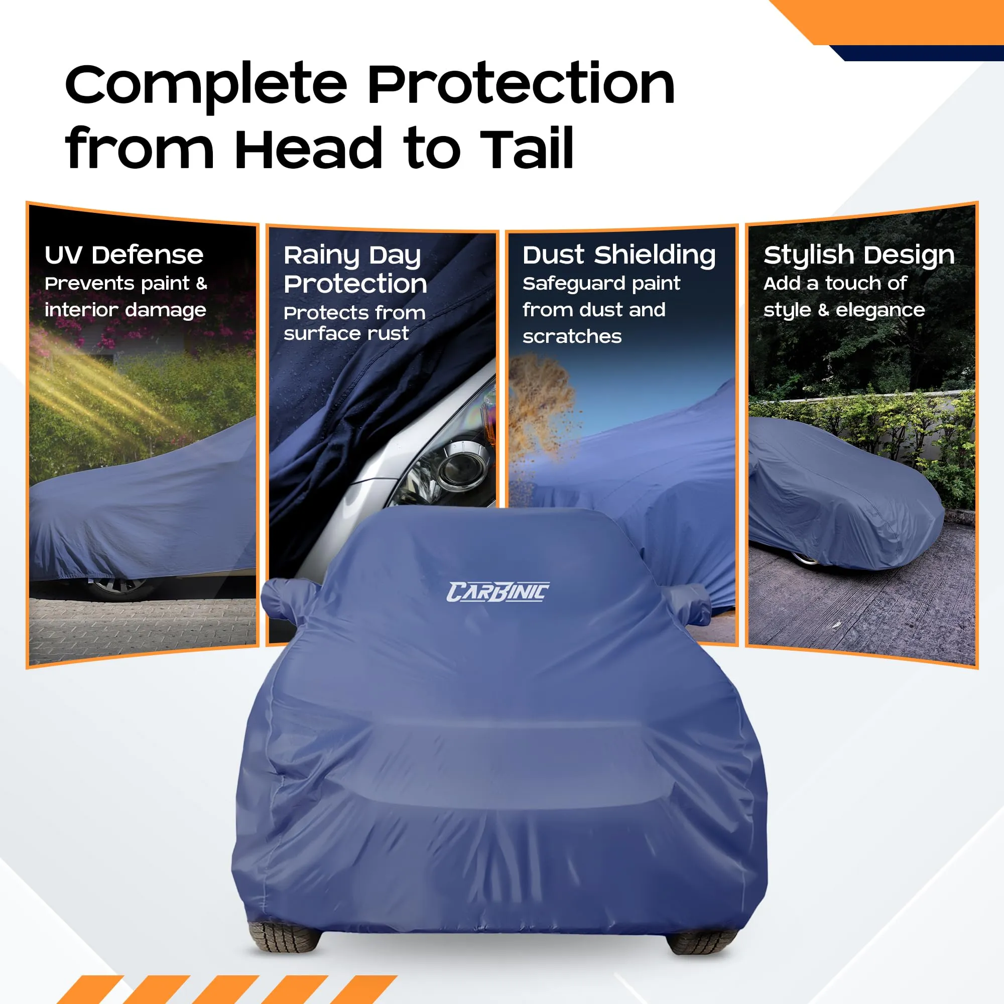 CARBINIC Car Body Cover for Hyundai Alcazar (7Seater) 2021 | Water Resistant, UV Protection Car Cover |Scratchproof Body Shield | Dustproof All-Weather Cover| Mirror Pocket & Antenna | Car Accessories