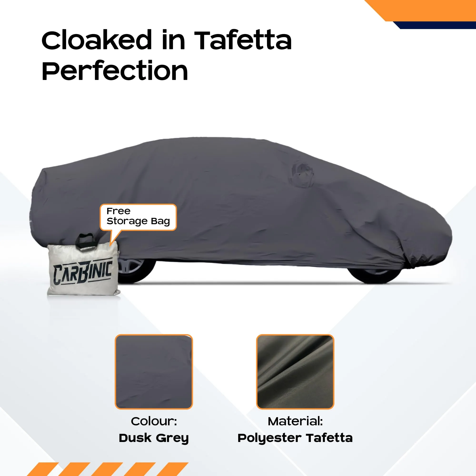 CARBINIC Car Body Cover for MG Hector 2022 | Water Resistant, UV Protection Car Cover | Scratchproof Body Shield | All-Weather Cover | Mirror Pocket & Antenna | Car Accessories Dusk Grey