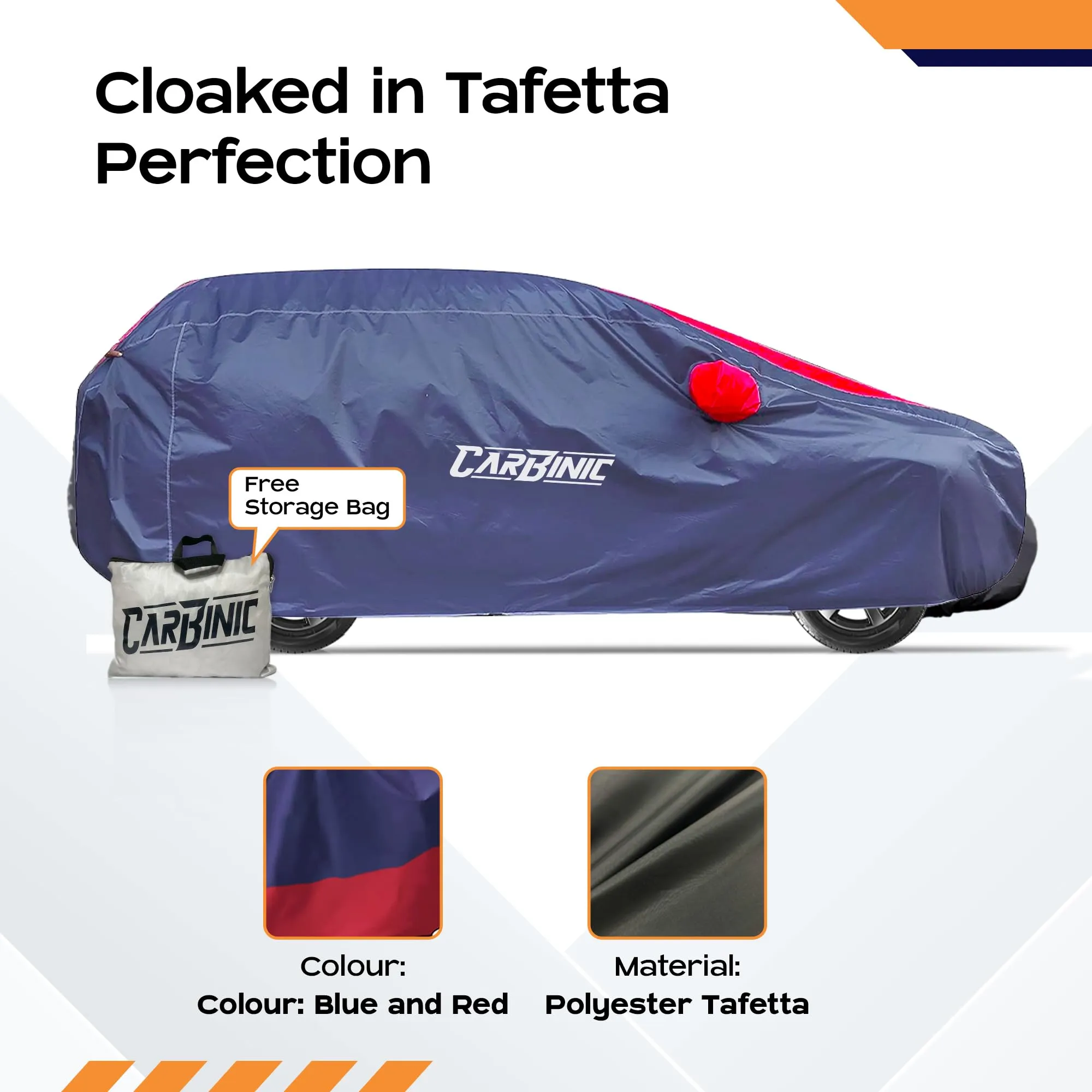 CARBINIC Car Body Cover for Toyota Urban Cruiser 2022 | Water Resistant, UV Protection Car Cover | Scratchproof Body Shield | Dustproof All-Weather | Mirror Pocket & Antenna | Car Accessories-Blue Red