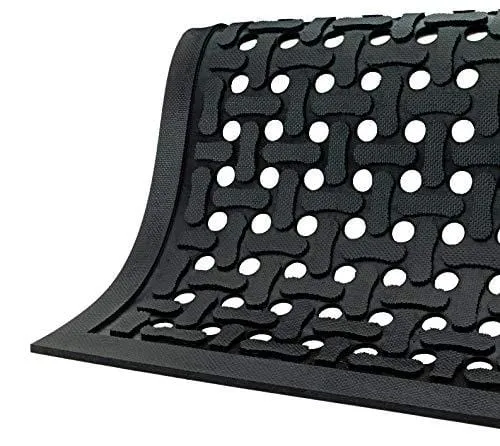 Comfort Flow | Commercial-Grade Drainable Anti-Fatigue Mat for Wet Areas, Slip Resistant, Chemical Resistant, Welding Safe, Grease and Oil Proof, (Black, 4' x 6')