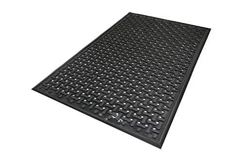 Comfort Flow | Commercial-Grade Drainable Anti-Fatigue Mat for Wet Areas, Slip Resistant, Chemical Resistant, Welding Safe, Grease and Oil Proof, (Black, 4' x 6')