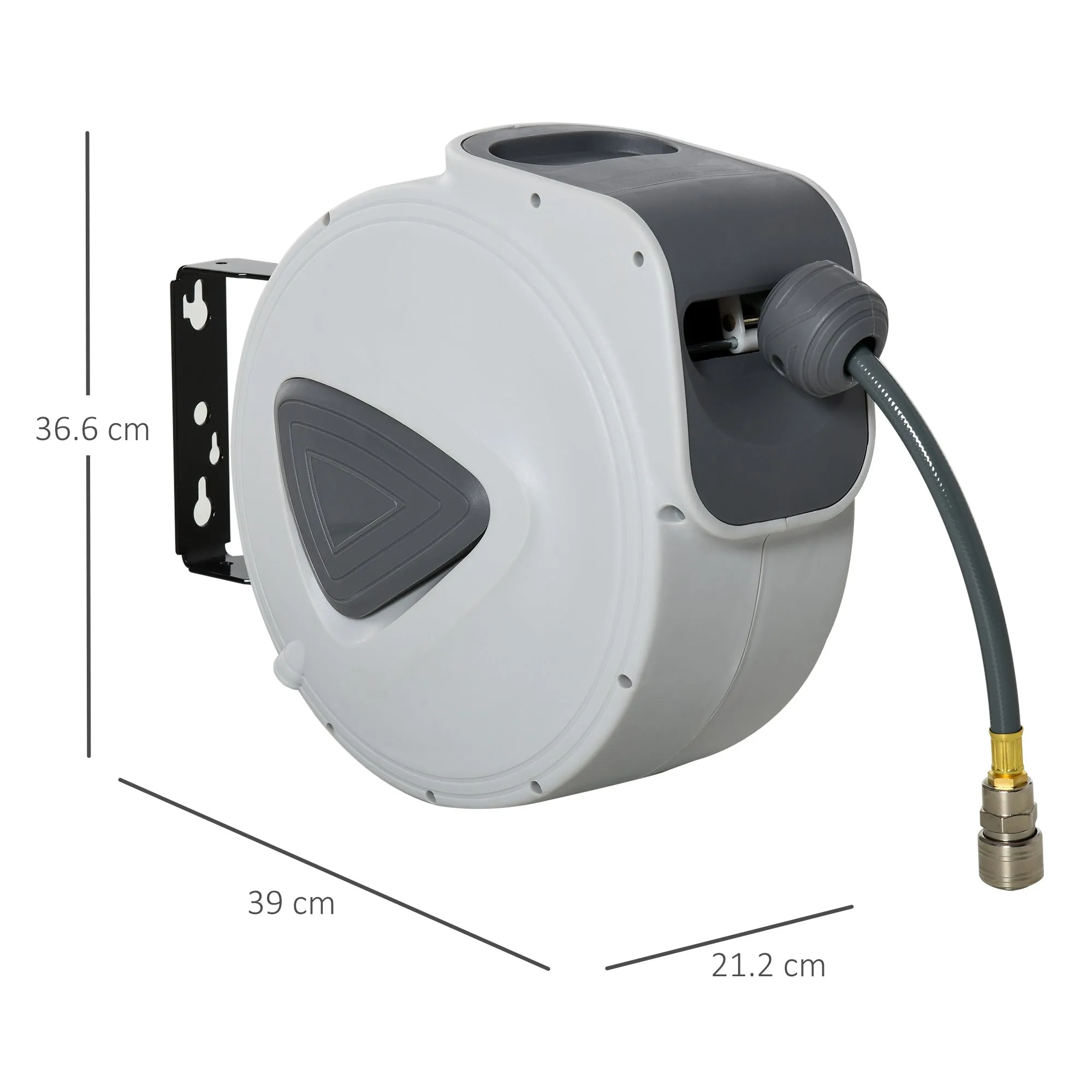 DURHAND Retractable Air Hose Reel 15m 140cm (Hose Diameter 3/8" 9.5mm), Hose Connector 1/4" BSP, Wall Mount Auto Rewind Hose-Reel