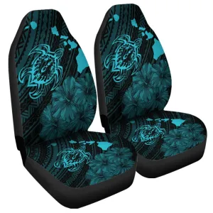 Hawaiian Hibiscus Sea Turtle Swim Polynesian Car Seat Covers Blue