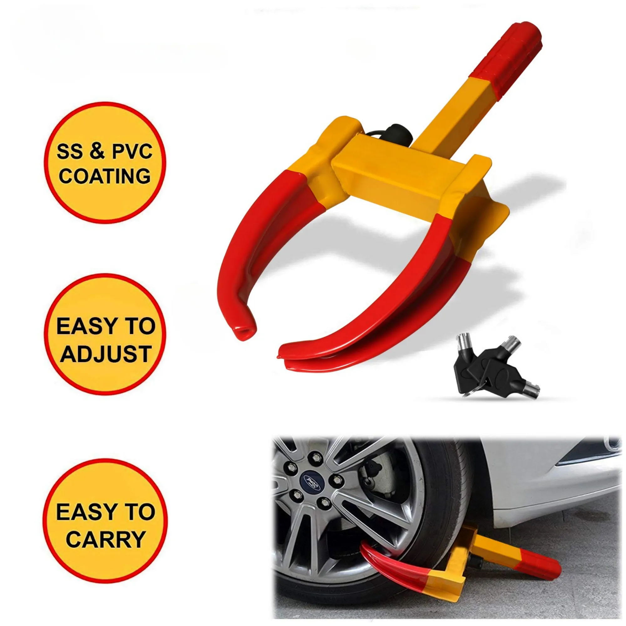 Heavy-Duty Steel Car Anti-Theft Wheel Clamp Lock with Adjustable Claw JG94