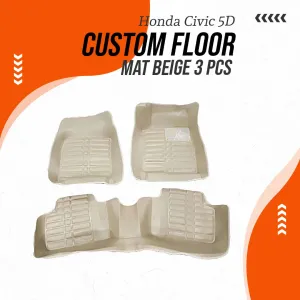 Honda Civic 5D Custom Floor Mat Beige 3 Pcs - Model 2016-2024 - Car Interior Mats