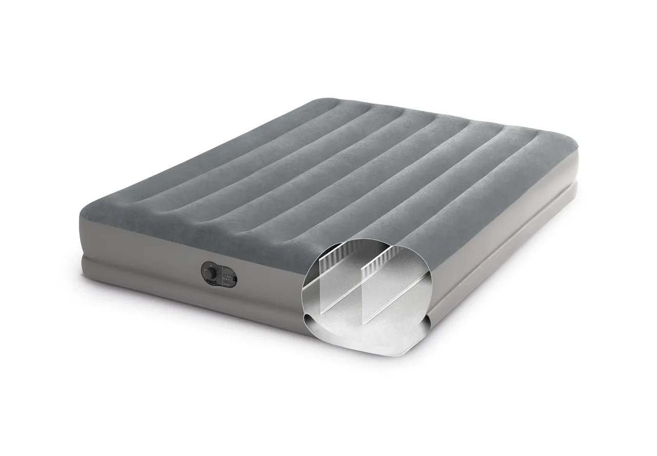 INTEX Dura-Beam® Standard Prestige Air Mattress 12" Queen w/ Built-In USB Electric Pump