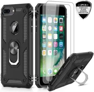 LeYi iPhone 8 Plus Case, iPhone 7 Plus Case, iPhone 6 Plus Case with Tempered Glass Screen Protector [2Pack], Military Grade Phone Case