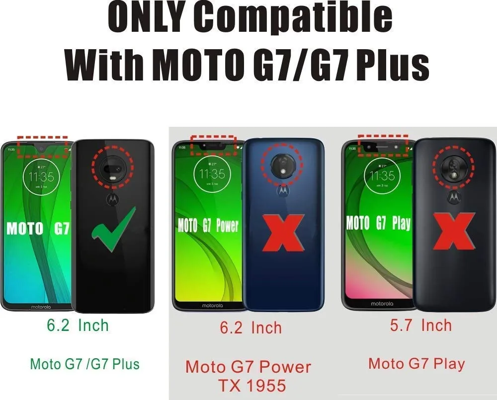 LeYi Moto G7 Case, Moto G7 Plus Case (Not Fit G7 Power/G7 Play) with Tempered Glass Screen Protector [2 Pack], [Military Grade] Defender Phone Case