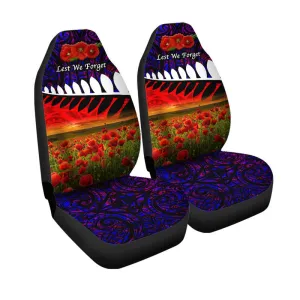  New Zealand Maori ANZAC Car Seat Cover Poppy Vibes Purple