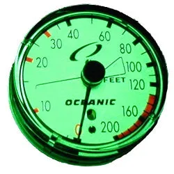 Oceanic SPG Swiv With Boot & Hose BK Scuba Pressure Gauge