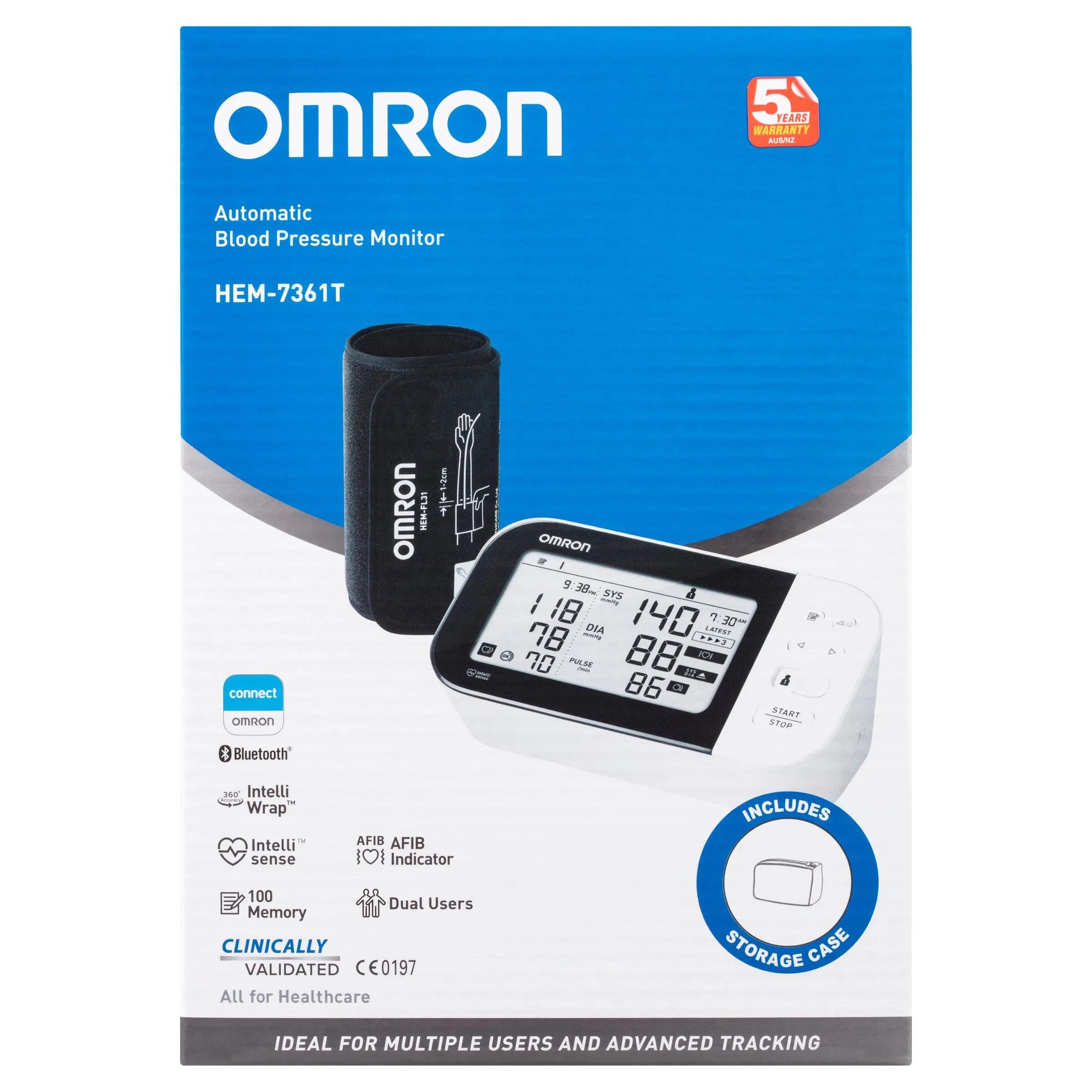 Omron Blood Pressure Monitor Advanced AFIB HEM 7361T