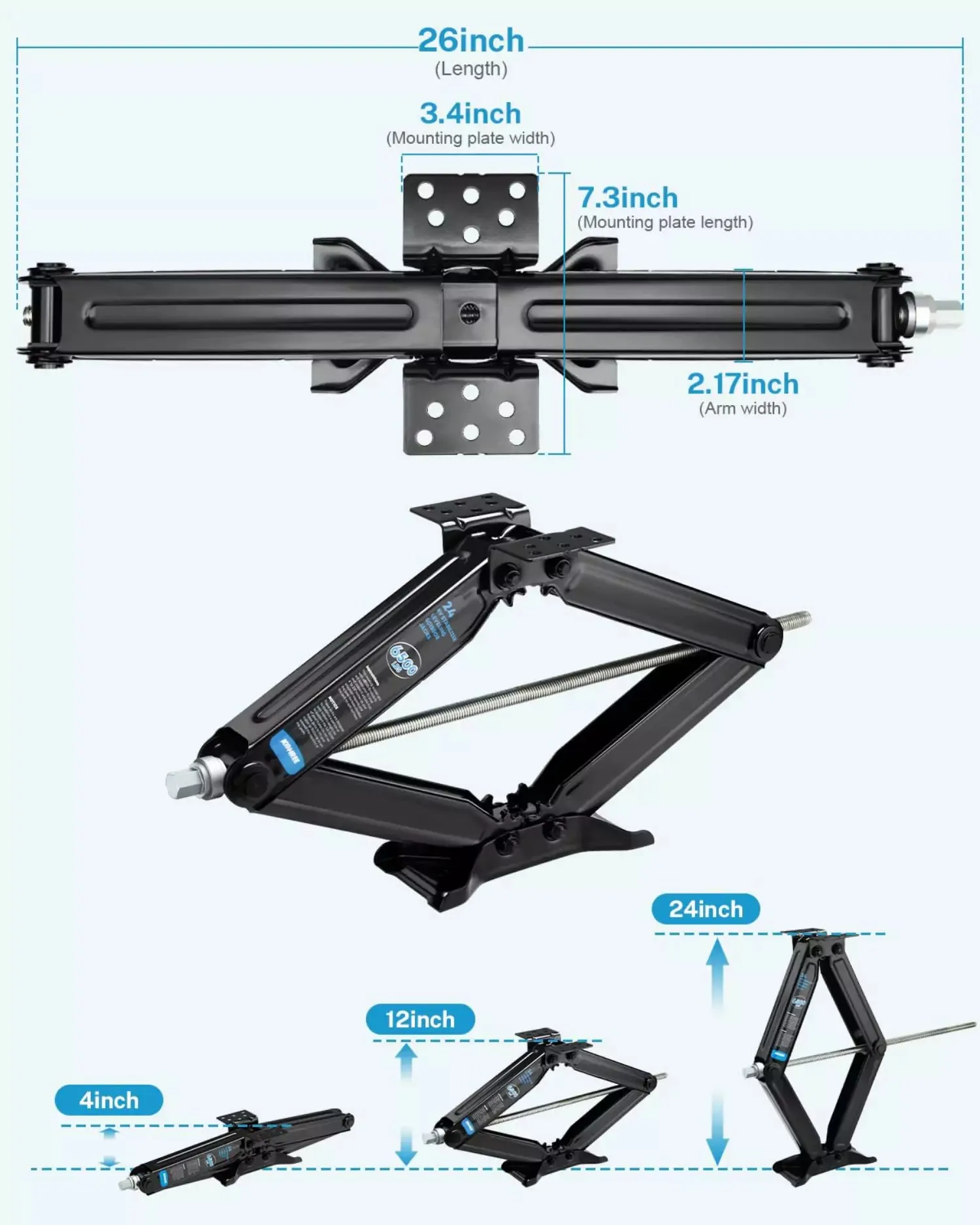 RV Stabilizer Leveling Scissor Jacks, 6500lbs