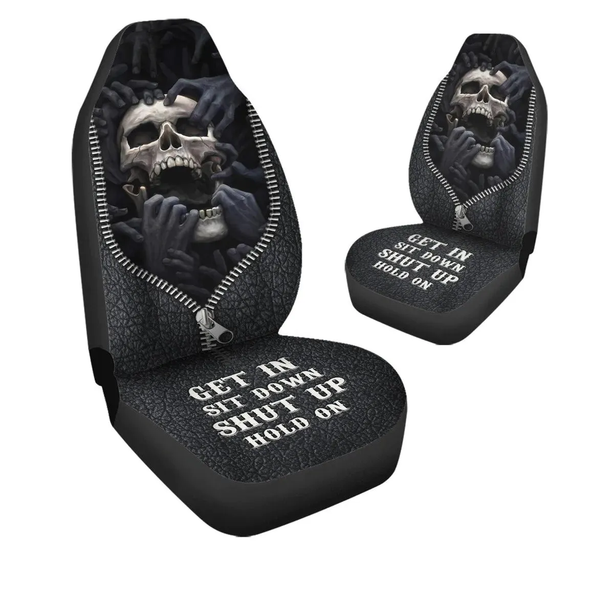 Skull Darkness Hold on Car Seat Covers, 3D Print Skull On Front Auto Seat Covers