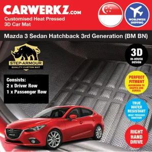 STEP ARMOUR Mazda 3 Sedan Hatchback 2013-2018 3rd Generation (BM BN) Car Customised 3D Car Mat