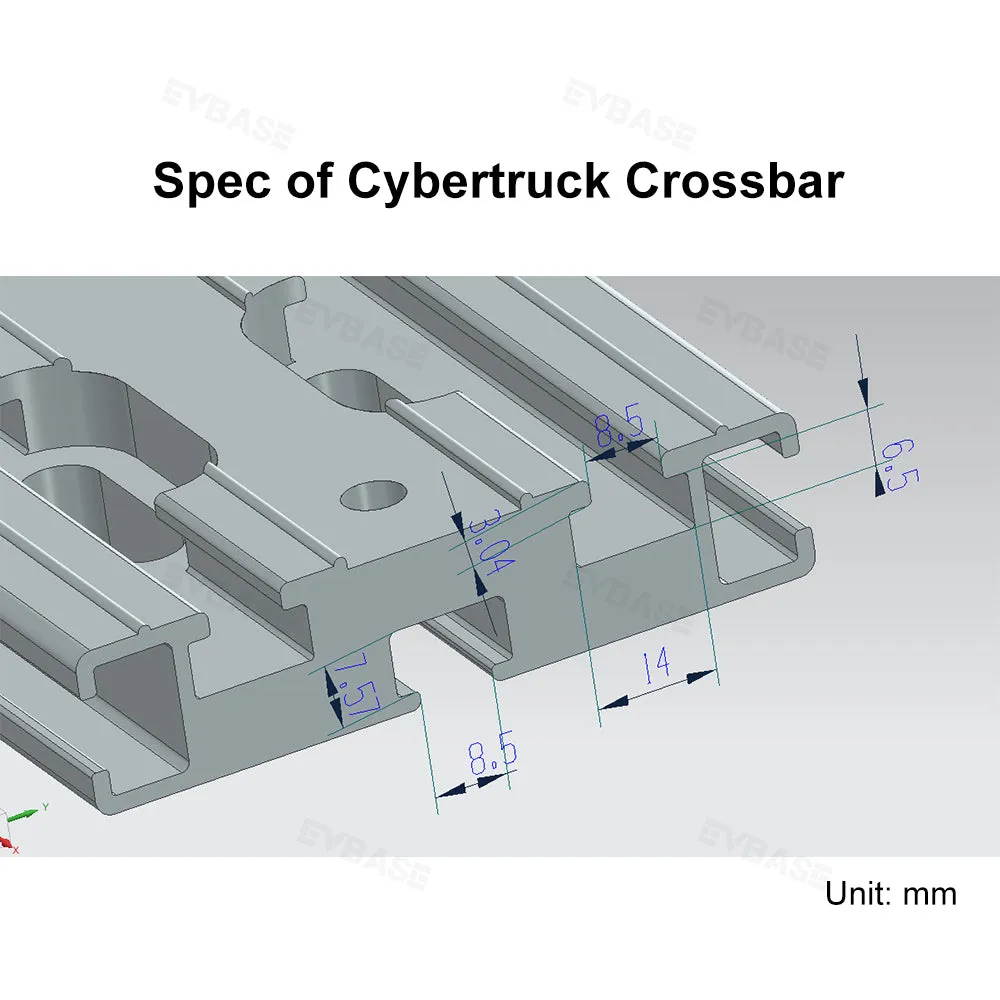 Tesla Cybertruck Roof Rack Cross Bars Cargo Rack Rails EVBASE