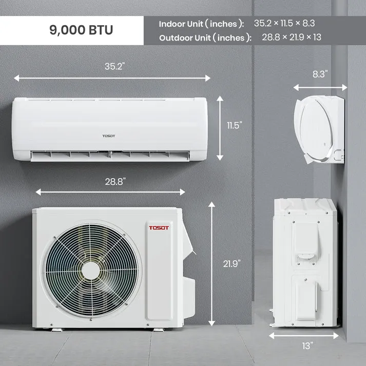 Tosot Mini-Split Air Conditioner with Heat Pump & WiFi 9,000 BTU 120V New