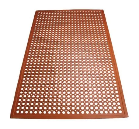 Winco RBM-35R Red Rubber Drainage Floor Mat 3 Feet x 5 Feet | Denson CFE