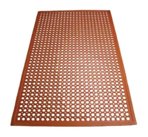 Winco RBM-35R Red Rubber Drainage Floor Mat 3 Feet x 5 Feet | Denson CFE